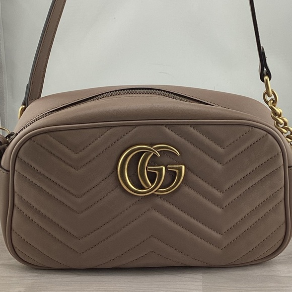 Gucci Handbags - Gucci Marmot Doble G Leather Crossbody Bag with Gold Hardware
